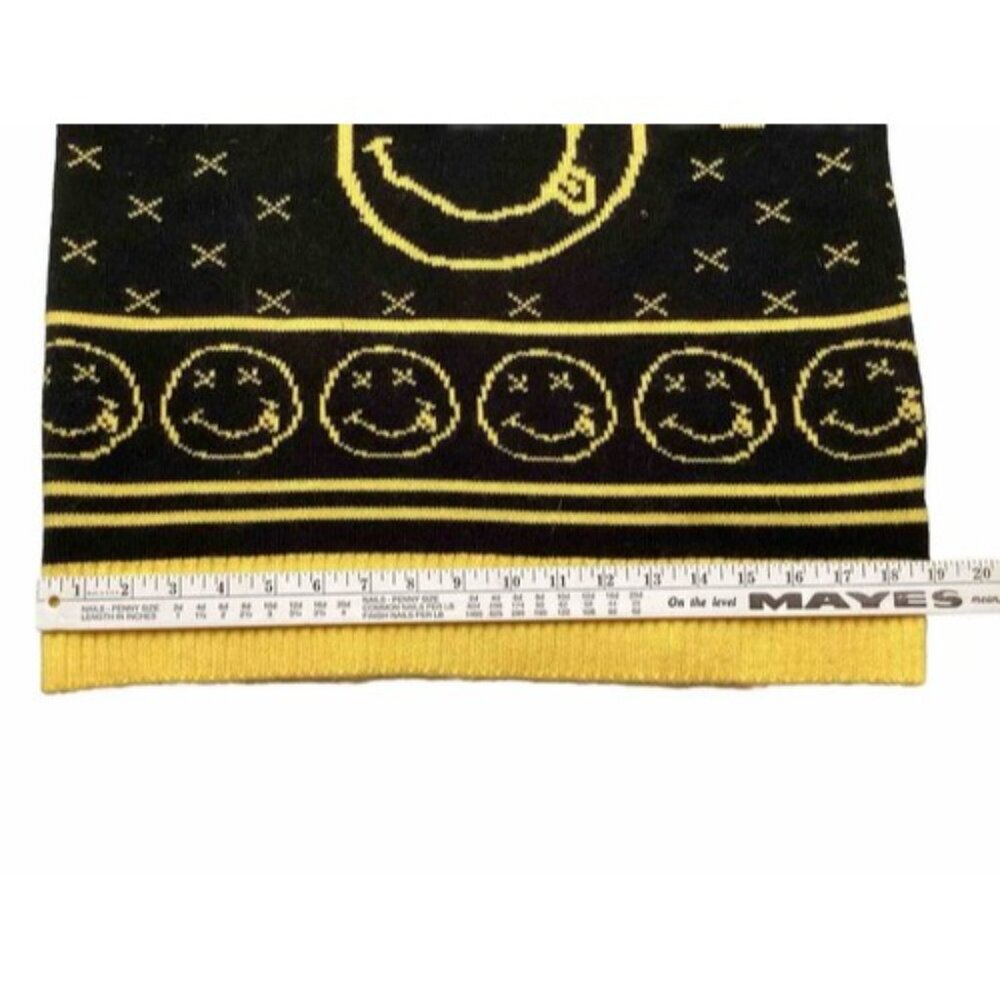 Nirvana Crew Neck Knitted Sweater Yellow Black Small Smiley Face Cobain Grunge - Picture 5 of 5